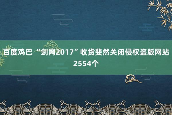 百度鸡巴 “剑网2017”收货斐然关闭侵权盗版网站2554个