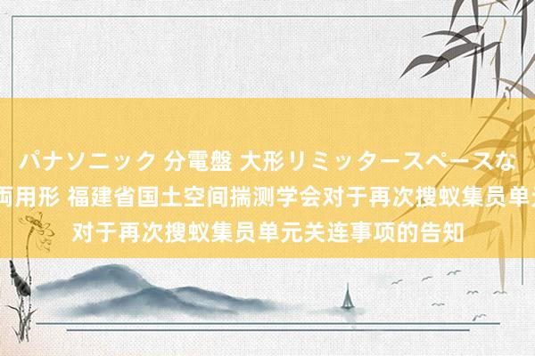 パナソニック 分電盤 大形リミッタースペースなし 露出・半埋込両用形 福建省国土空间揣测学会对于再次搜蚁集员单元关连事项的告知